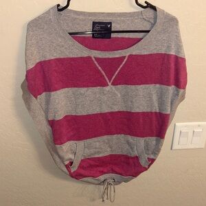 American Eagle Outfitters Pink and Gray Knit Top